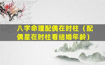 八字命理配偶在时柱（配偶星在时柱看结婚年龄）