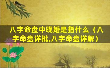 八字命盘中晚婚是指什么（八字命盘详批,八字命盘详解）