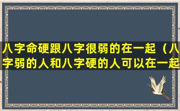 八字命硬跟八字很弱的在一起（八字弱的人和八字硬的人可以在一起吗）