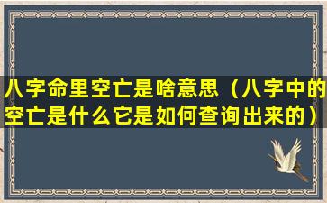 八字命里空亡是啥意思（八字中的空亡是什么它是如何查询出来的）