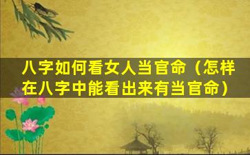 八字如何看女人当官命（怎样在八字中能看出来有当官命）