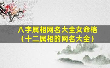 八字属相网名大全女命格（十二属相的网名大全）