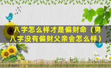 八字怎么样才是偏财命（男八字没有偏财父亲会怎么样）