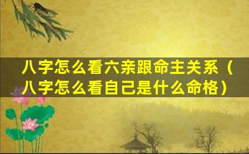 八字怎么看六亲跟命主关系（八字怎么看自己是什么命格）