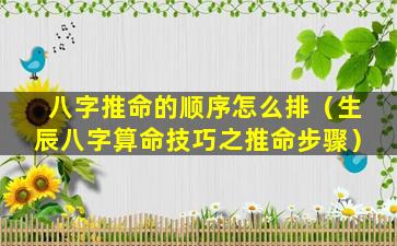 八字推命的顺序怎么排（生辰八字算命技巧之推命步骤）