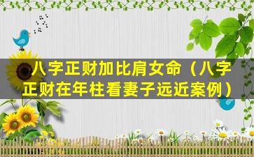 八字正财加比肩女命（八字正财在年柱看妻子远近案例）