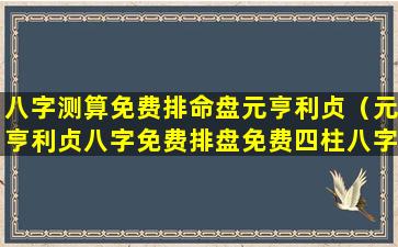 八字测算免费排命盘元亨利贞（元亨利贞八字免费排盘免费四柱八字排盘详解）