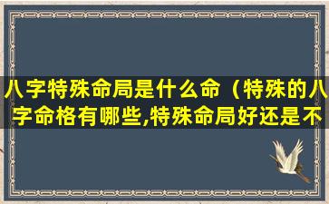 八字特殊命局是什么命（特殊的八字命格有哪些,特殊命局好还是不好）