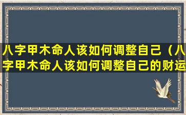 八字甲木命人该如何调整自己（八字甲木命人该如何调整自己的财运）