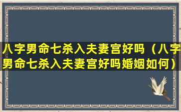 八字男命七杀入夫妻宫好吗（八字男命七杀入夫妻宫好吗婚姻如何）