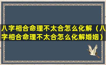 八字相合命理不太合怎么化解（八字相合命理不太合怎么化解婚姻）