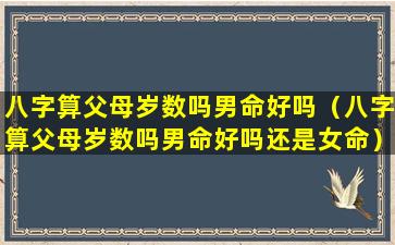 八字算父母岁数吗男命好吗（八字算父母岁数吗男命好吗还是女命）