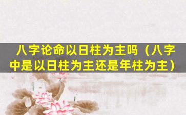 八字论命以日柱为主吗（八字中是以日柱为主还是年柱为主）