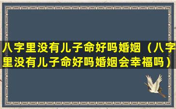 八字里没有儿子命好吗婚姻（八字里没有儿子命好吗婚姻会幸福吗）