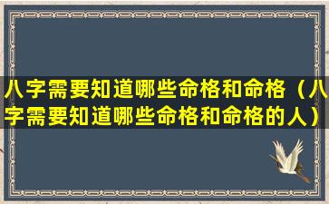 八字需要知道哪些命格和命格（八字需要知道哪些命格和命格的人）