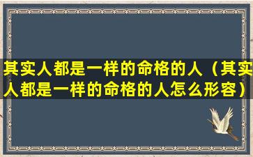 其实人都是一样的命格的人（其实人都是一样的命格的人怎么形容）