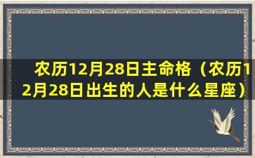 农历12月28日主命格（农历12月28日出生的人是什么星座）