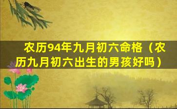 农历94年九月初六命格（农历九月初六出生的男孩好吗）