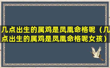 几点出生的属鸡是凤凰命格呢（几点出生的属鸡是凤凰命格呢女孩）