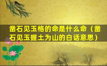 凿石见玉格的命是什么命（凿石见玉握土为山的白话意思）