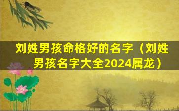 刘姓男孩命格好的名字（刘姓男孩名字大全2024属龙）