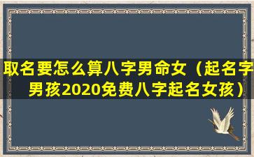 取名要怎么算八字男命女（起名字男孩2020免费八字起名女孩）