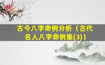 古今八字命例分析（古代名人八字命例集(3)）