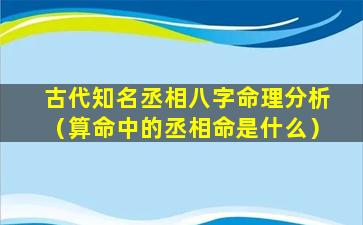 古代知名丞相八字命理分析（算命中的丞相命是什么）