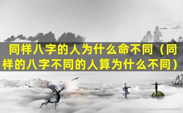 同样八字的人为什么命不同（同样的八字不同的人算为什么不同）