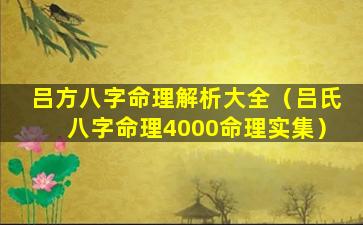 吕方八字命理解析大全（吕氏八字命理4000命理实集）