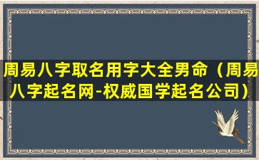 周易八字取名用字大全男命（周易八字起名网-权威国学起名公司）