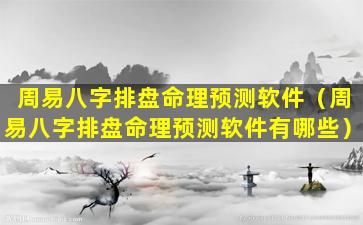 周易八字排盘命理预测软件（周易八字排盘命理预测软件有哪些）