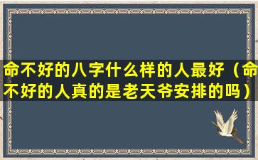 命不好的八字什么样的人最好（命不好的人真的是老天爷安排的吗）