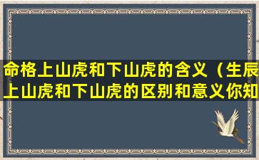 命格上山虎和下山虎的含义（生辰上山虎和下山虎的区别和意义你知道多少）