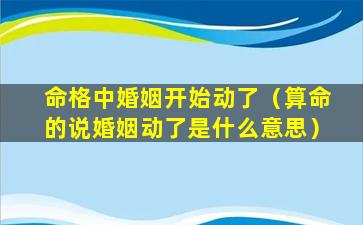 命格中婚姻开始动了（算命的说婚姻动了是什么意思）