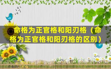 命格为正官格和阳刃格（命格为正官格和阳刃格的区别）