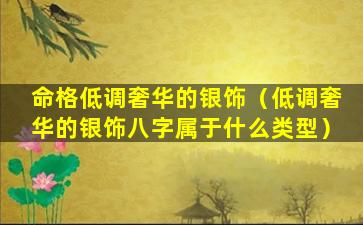 命格低调奢华的银饰（低调奢华的银饰八字属于什么类型）