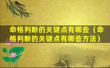 命格判断的关键点有哪些（命格判断的关键点有哪些方法）