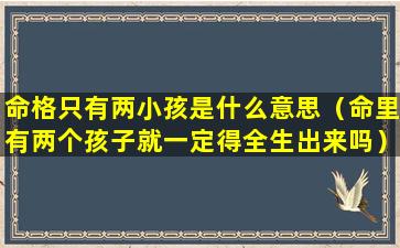 命格只有两小孩是什么意思（命里有两个孩子就一定得全生出来吗）