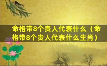 命格带8个贵人代表什么（命格带8个贵人代表什么生肖）