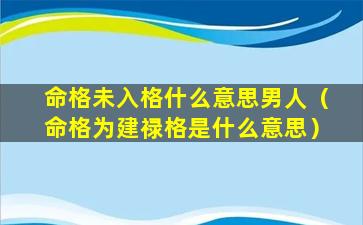 命格未入格什么意思男人（命格为建禄格是什么意思）