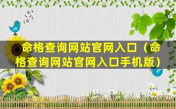 命格查询网站官网入口（命格查询网站官网入口手机版）