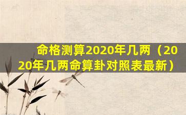 命格测算2020年几两（2020年几两命算卦对照表最新）