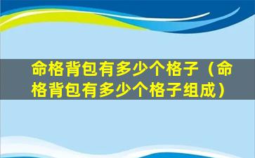 命格背包有多少个格子（命格背包有多少个格子组成）