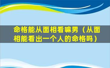 命格能从面相看嘛男（从面相能看出一个人的命格吗）