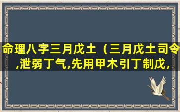 命理八字三月戊土（三月戊土司令,泄弱丁气,先用甲木引丁制戊,次看庚金）