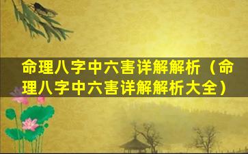 命理八字中六害详解解析（命理八字中六害详解解析大全）