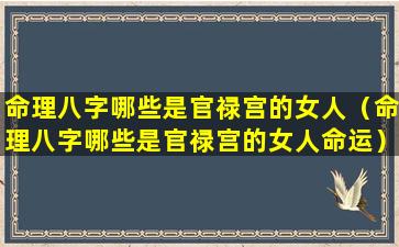 命理八字哪些是官禄宫的女人（命理八字哪些是官禄宫的女人命运）