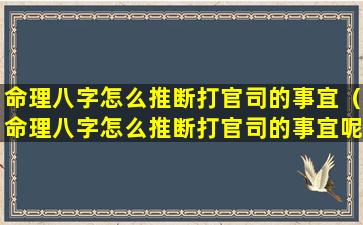 命理八字怎么推断打官司的事宜（命理八字怎么推断打官司的事宜呢）