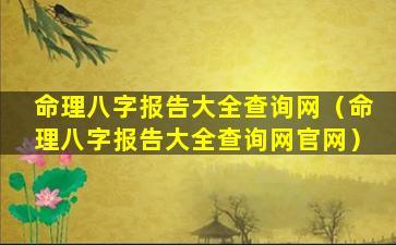 命理八字报告大全查询网（命理八字报告大全查询网官网）